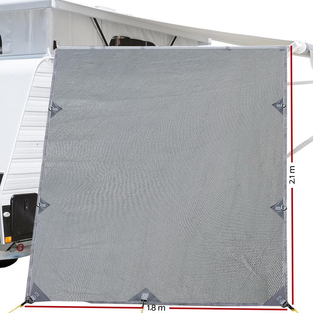 Pop Top Caravan Privacy Screen 2.1 x 1.8M Sun Shade End Wall Roll Out