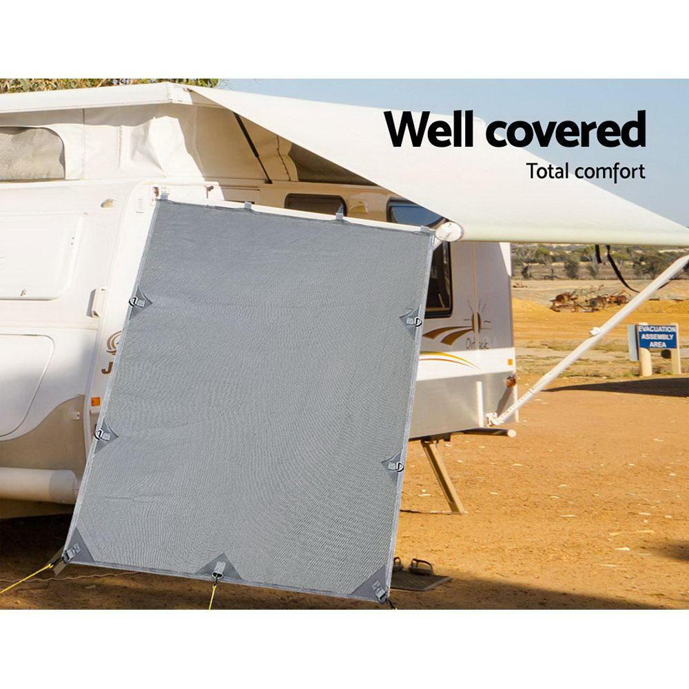 Pop Top Caravan Privacy Screen 2.1 x 1.8M Sun Shade End Wall Roll Out