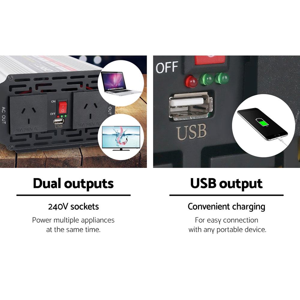 Giantz Power Inverter 2000W or 4000W Pure Sine Wave 12V-240V Camping