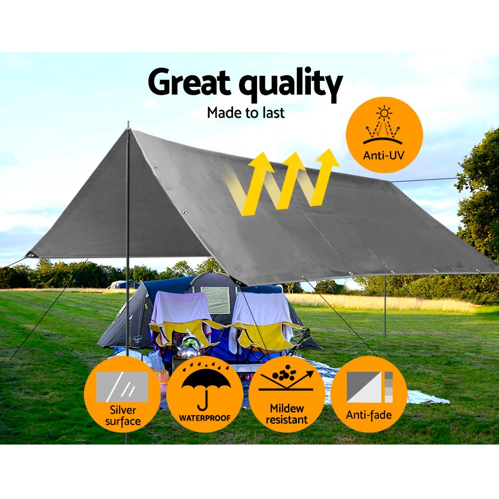 Instahut Tarpaulin Tarp 3.6x6m Tarp Camping Tarps Poly Heavy Duty