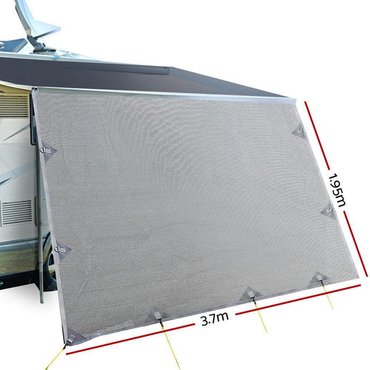 3.7M Caravan Privacy Screens 1.95m Roll Out Awning End Wall Side Sun