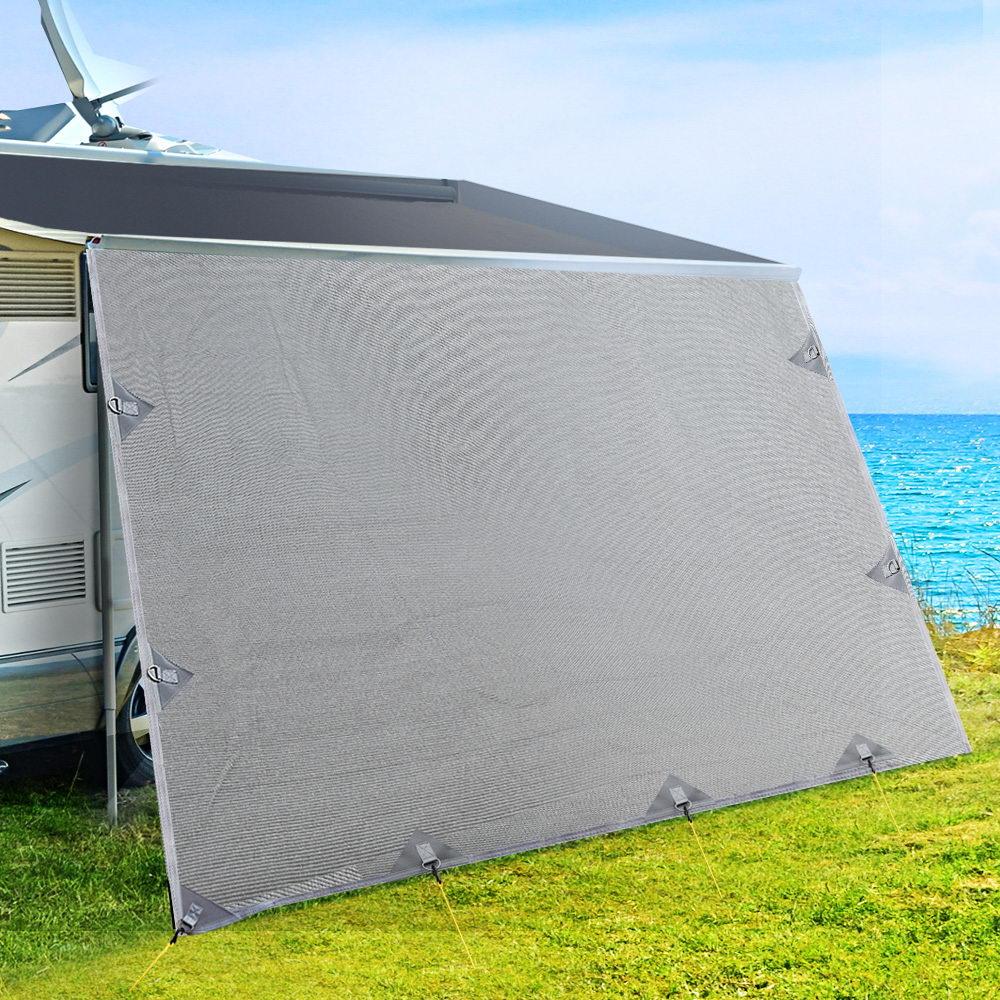 3.7M Caravan Privacy Screens 1.95m Roll Out Awning End Wall Side Sun